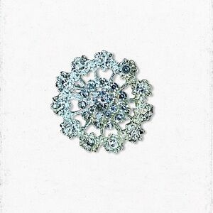 4618u. Bling Silvertone Floral Brooch